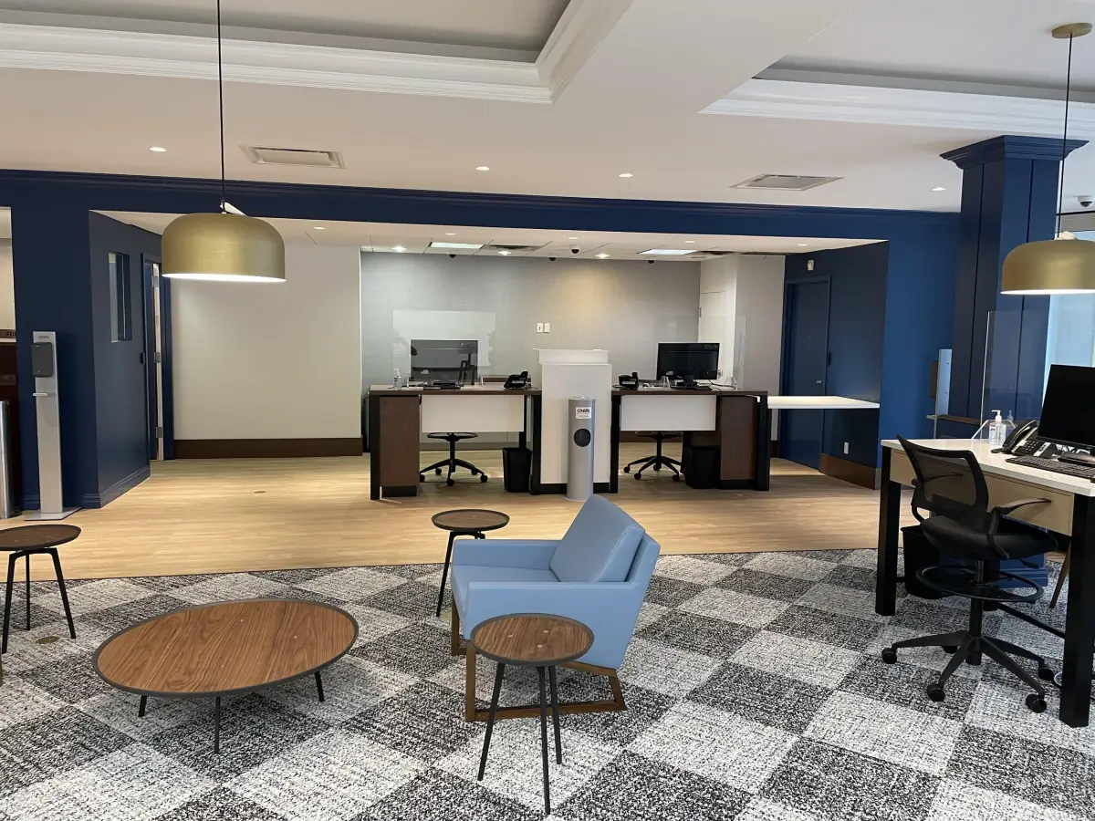 Ponce Bank seating area and teller desks